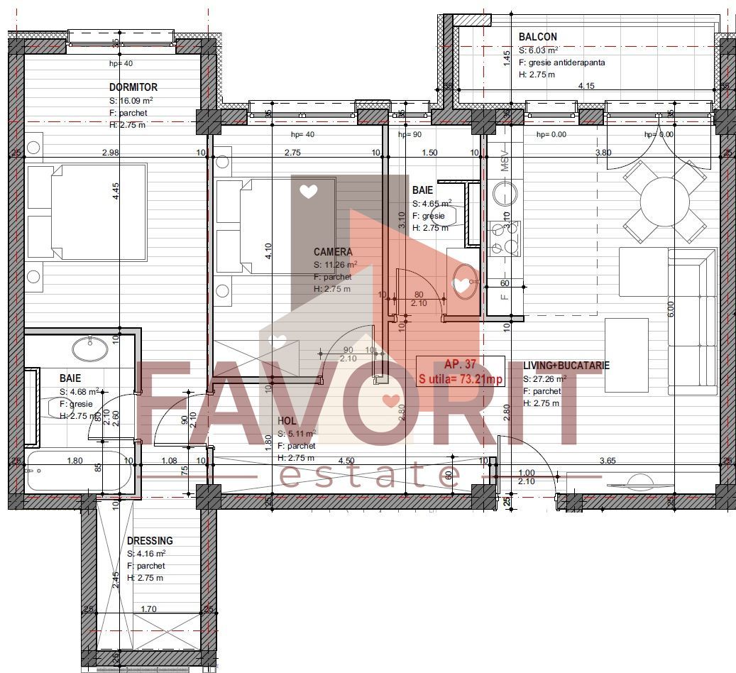 Langa ESO. 73 mp. Bloc nou cu lift. - Schiță 12