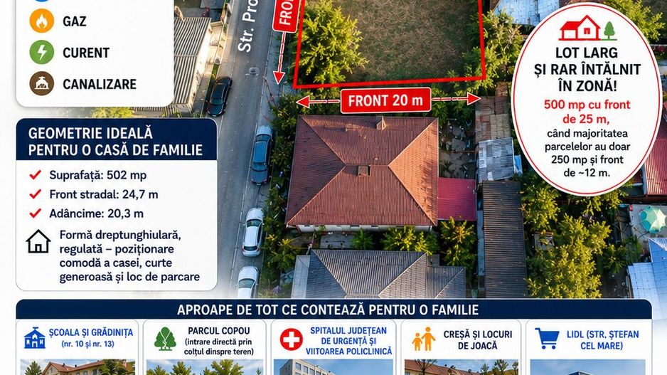 TEREN in ORAS — zona COPOU, str. Progresului - 502 mp, deschidere 25 m, VASLUI - Poză 1