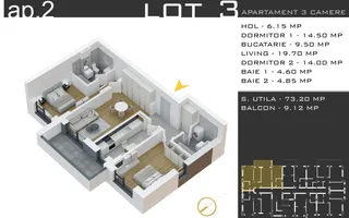 Apartament Decomandat 3 Camere-Theodor Pallady-Comision 0% - Schiță 13