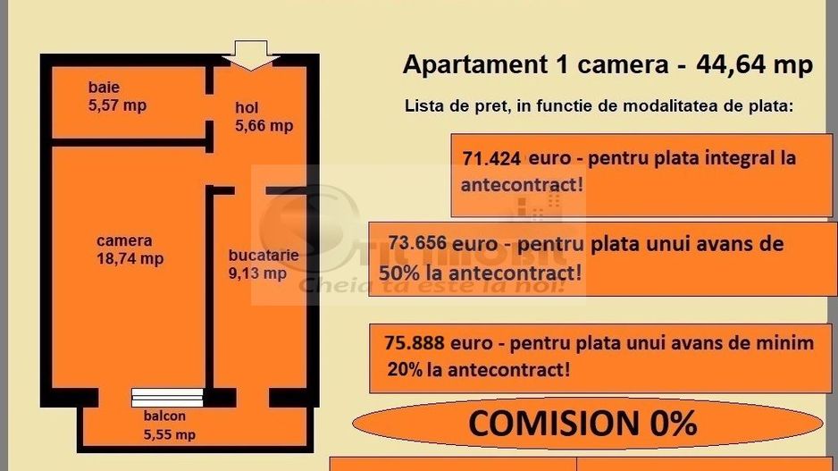 Apartament decomandat de vanzare in Iasi, Galata, 44,64 mp, bloc nou - Poză 2
