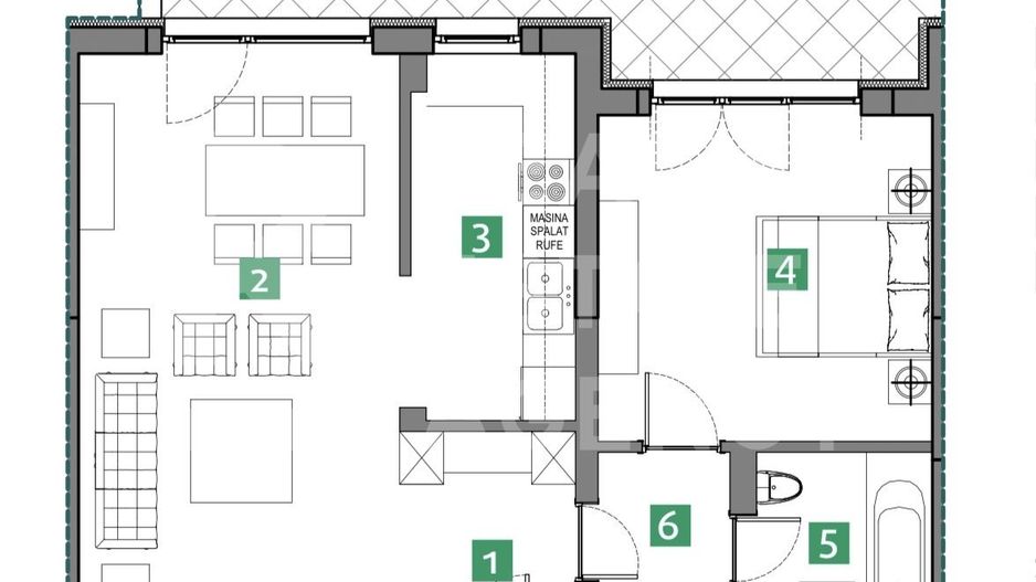 Apartament cu 2 camere  - Vedere spre lac, zona Sisești - Schiță 6