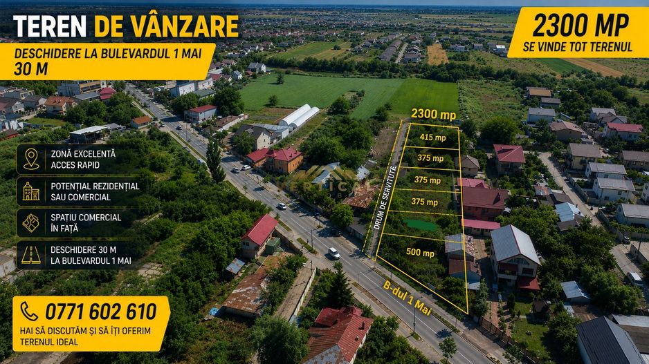 Teren stradal 2300 mp, 30 m deschidere, Berceni - Poză 1