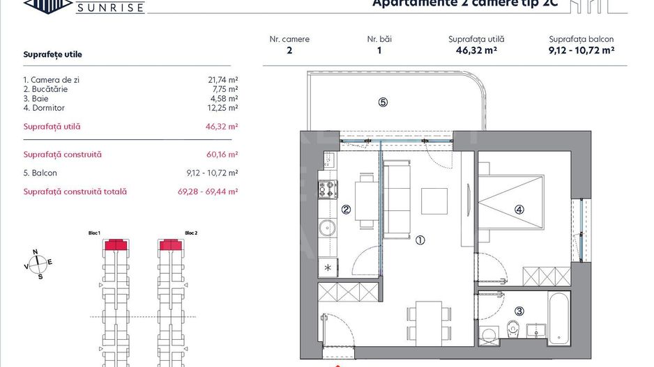 Apartament cu 2 camere tip 2C , sectorul 3, București - Poză 2