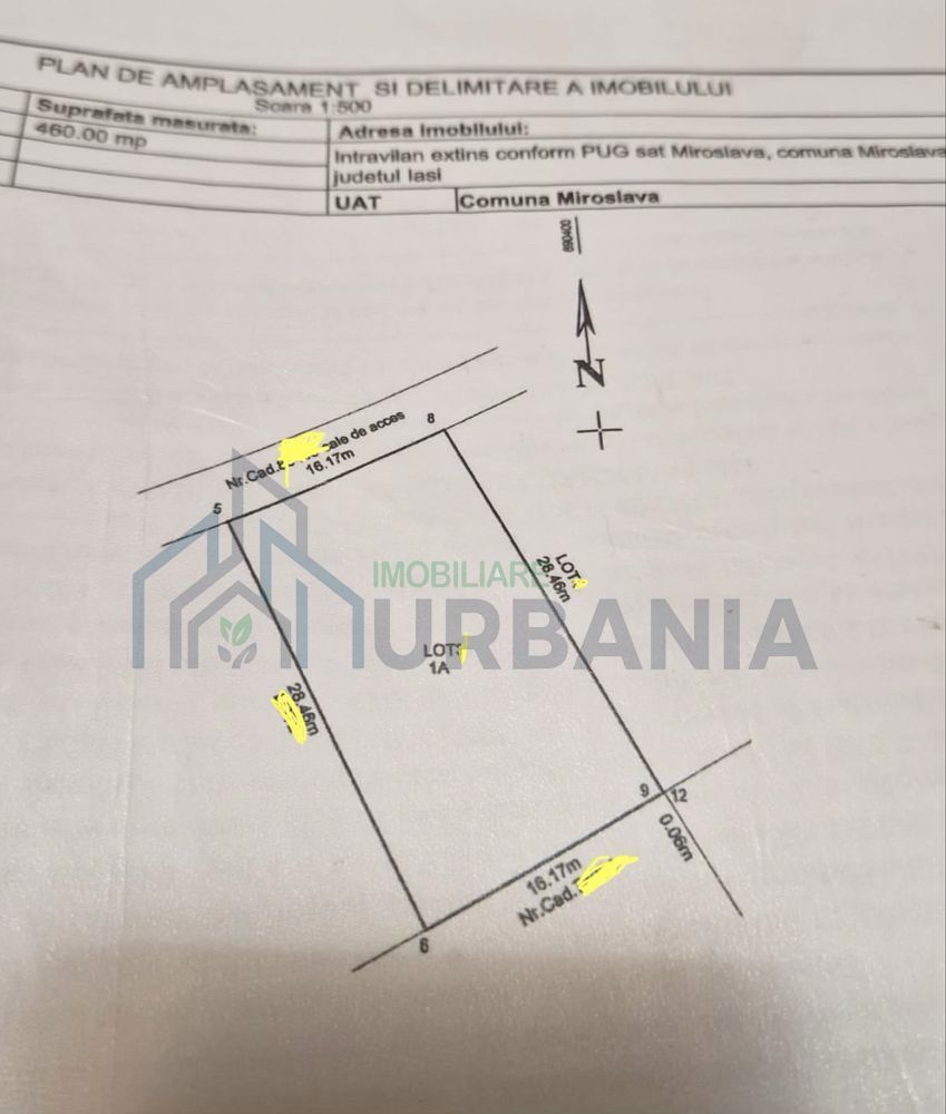 Teren 460 mp Miroslava – Intravilan, Deschidere 16m, Zona Alin Automobile - Poză 1