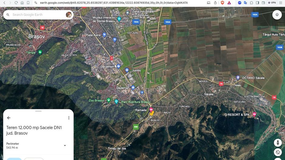 Teren intravilan 12.000 mp Sacele 50 m deschidere la DN1 Hotel Ramada - Poză 6