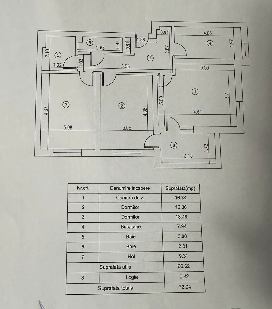 APARTAMENT 3 CAMERE | MOBILAT/UTILAT | OPORTUNITATE - Schiță 20