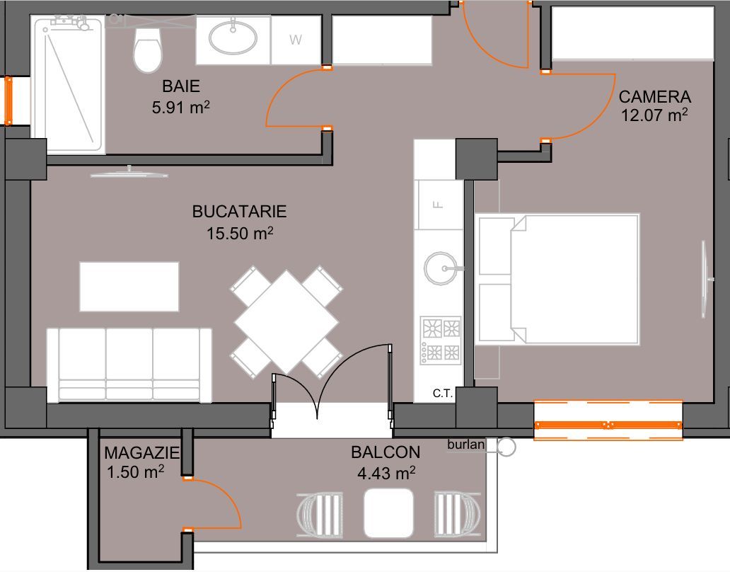 Apartament cu 2 camere si avans doar 5% - zona Doamna Stanca - Sibiu - Schiță 3