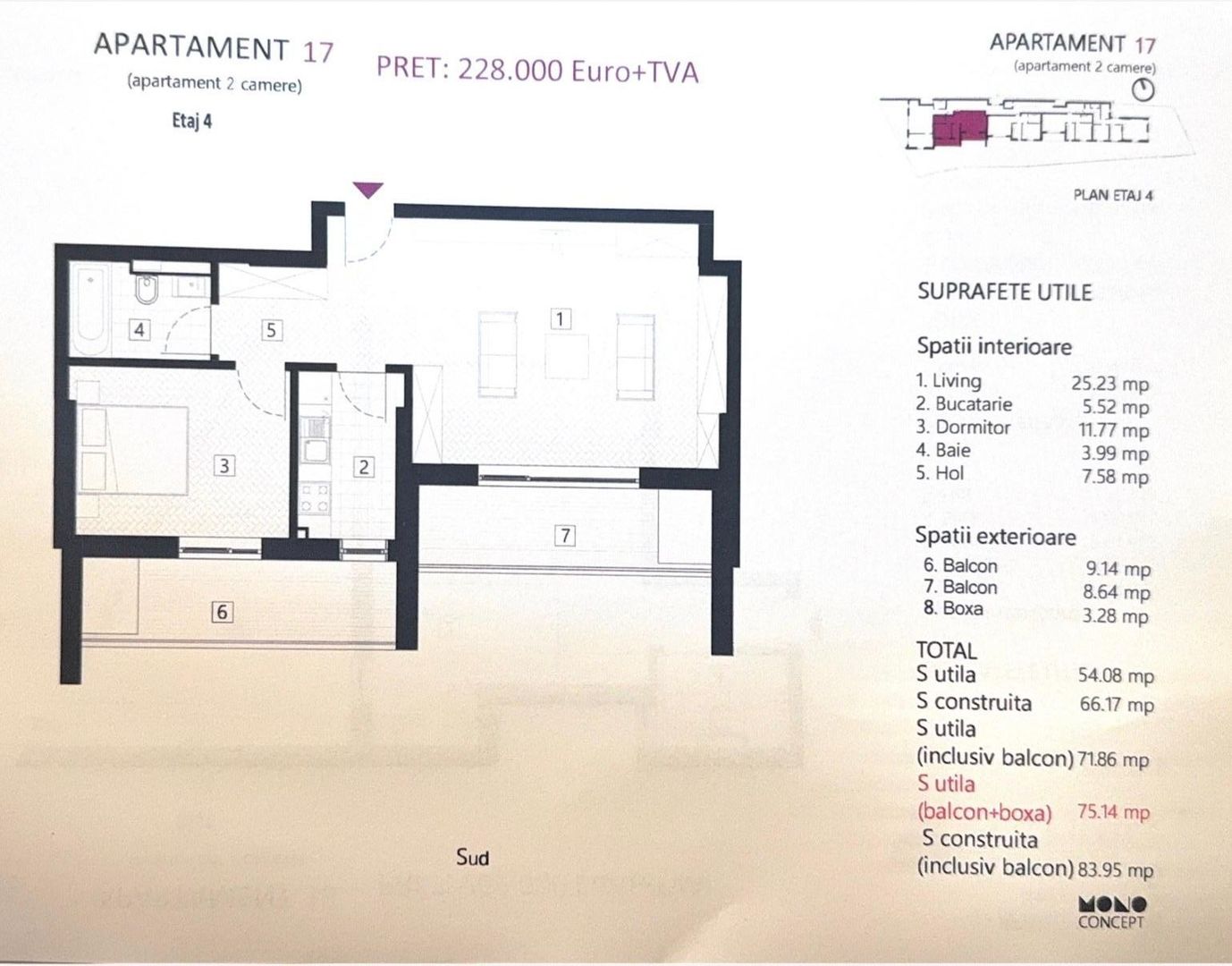 APARTAMENT 2 CAMERE + 2 TERASE | ZONA EMINESCU | DACIA - Schiță 12