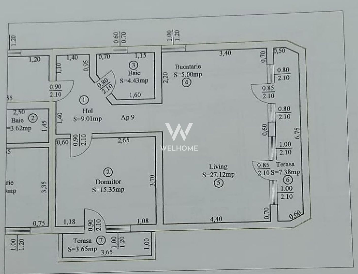 Apartament 2 camere, 61 mp, Turnisor Sibiu - Schiță 11