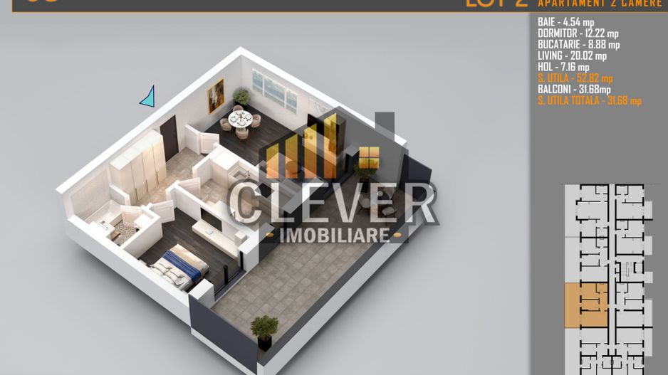 Apartament 2 Camere cu terasa de 33 mp și Comision 0%, Pallady - Schiță 8