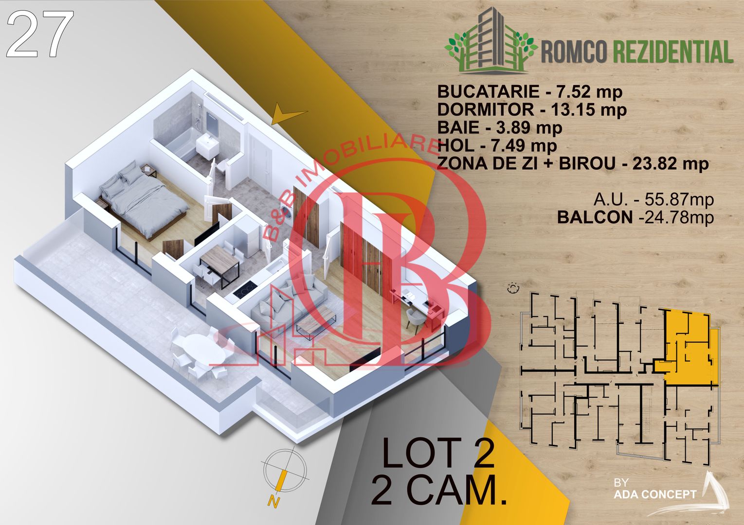 2 camere cu Terasa Titan Pallady- panouri solare -tehnologie  NovingAIR - Schiță 5