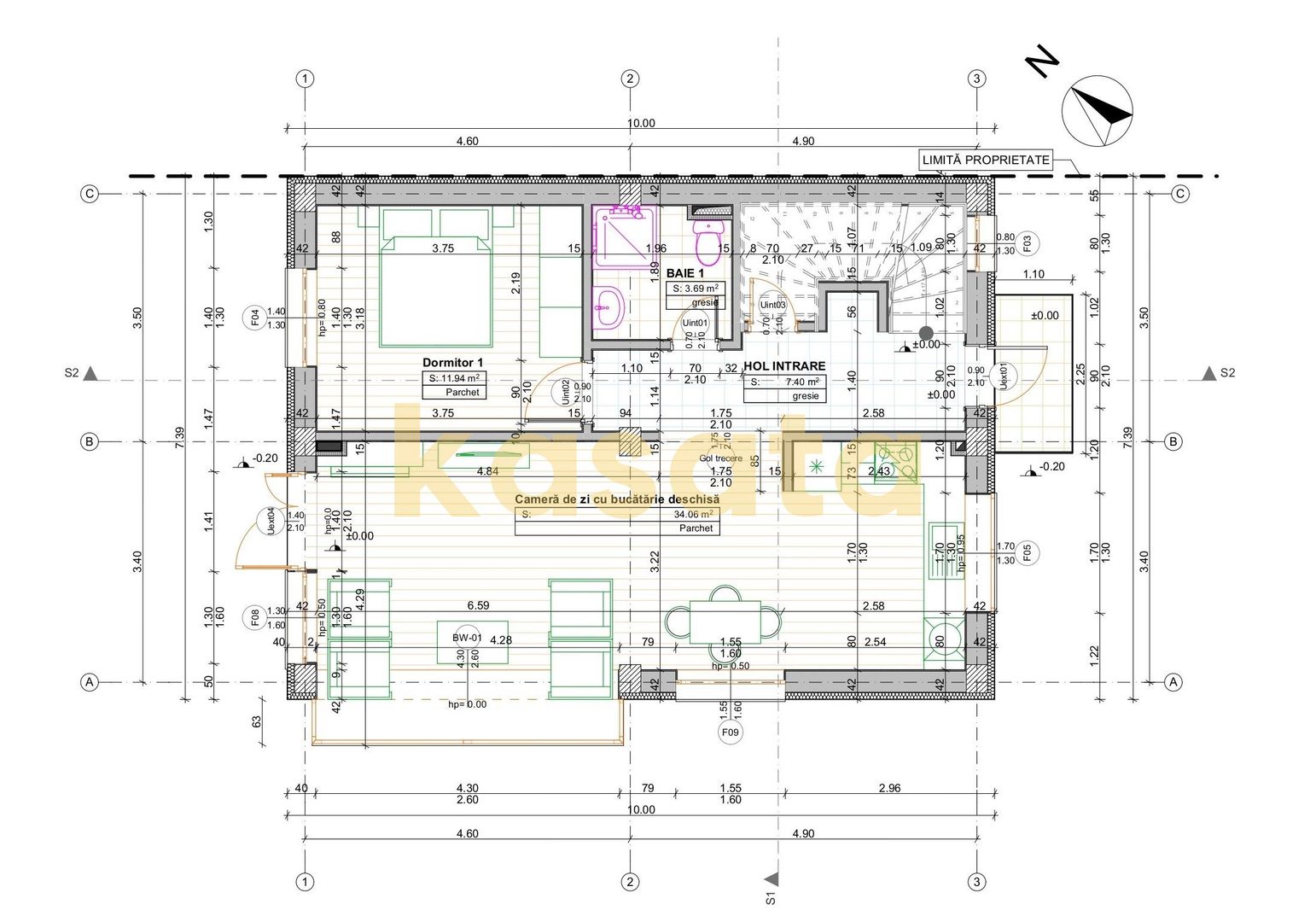 Casă NOUĂ cu 4 camere | Curte Liberă 280 mp | Bd. Uverturii – Virtuții - Schiță 29