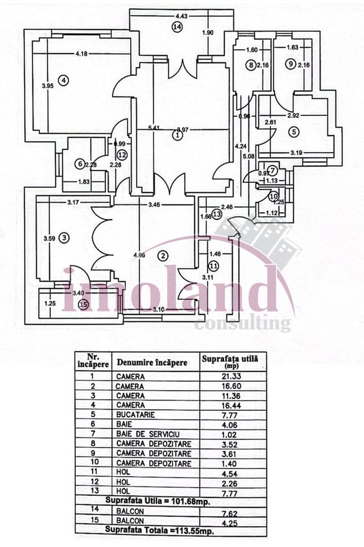 Apartament cu 2 dormitoare si birou - Carol I - Schiță 28