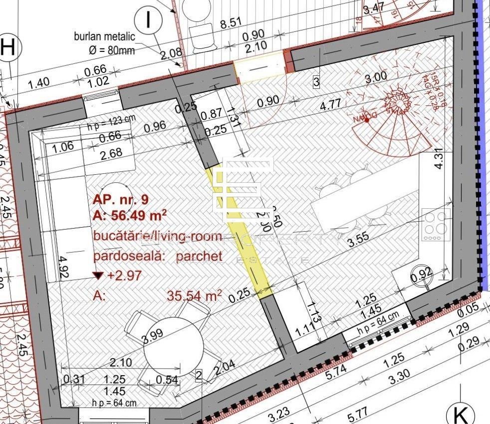 Apartament 2 camere, 56,5 mp, etaj 1, la cheie, Sibiu – zonă centrală - Schiță 6