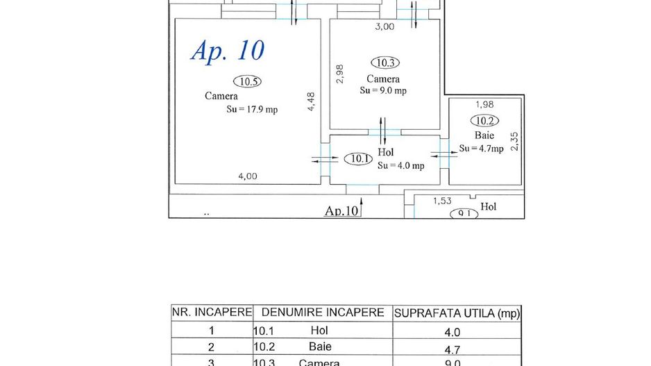 Apartament nr.10 cu 2 camere complet mobilat si utilat - Poză 8