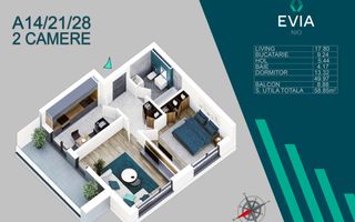 Apartament 2 camere Mutare Rapida Metrou Nicolae Teclu - Schiță 2