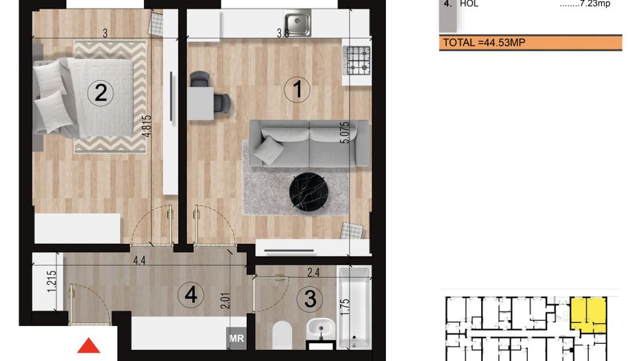 Apartament 2 camere tip studio,  - Metrou Berceni - Poză 3