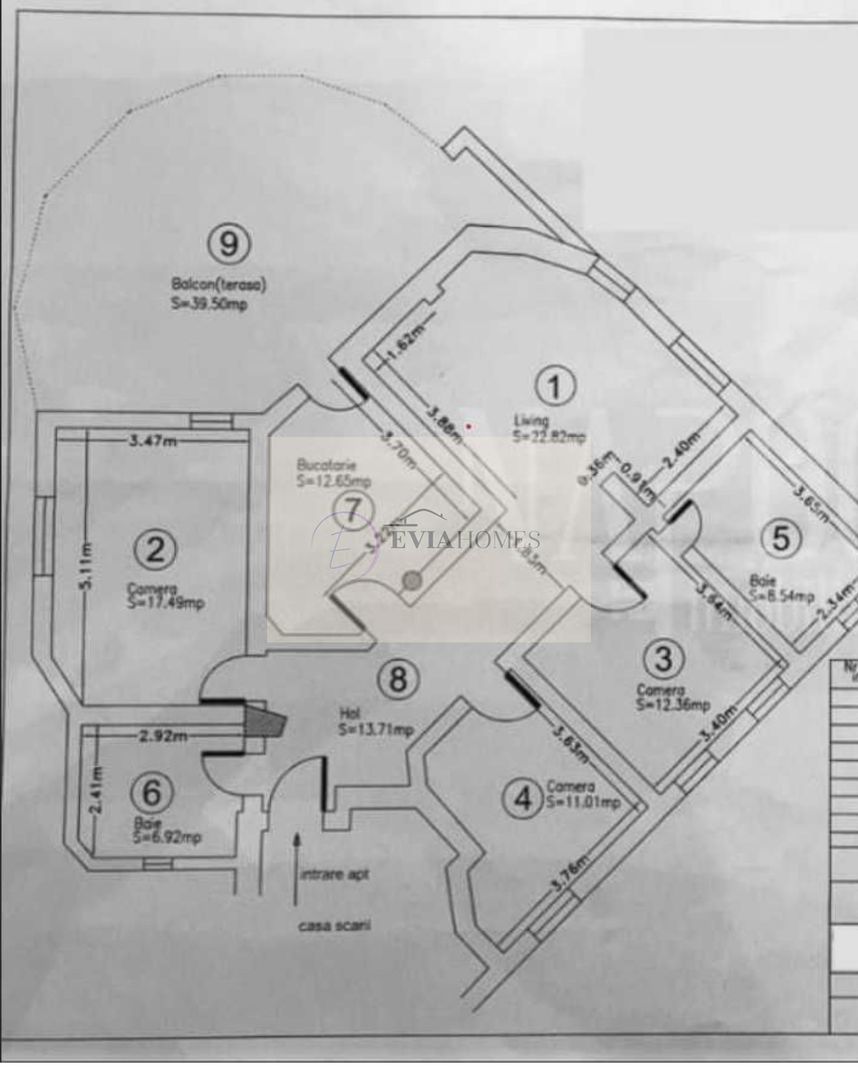 4 camere / terasă spațioasă / Bloc tip vilă/ Zona Grand Hotel Italia - Schiță 11