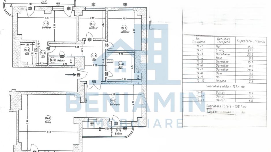 Apartament-Bloc Coreeni-4 Decomandate-158mp-Parcare-Ultracentral - Schiță 12