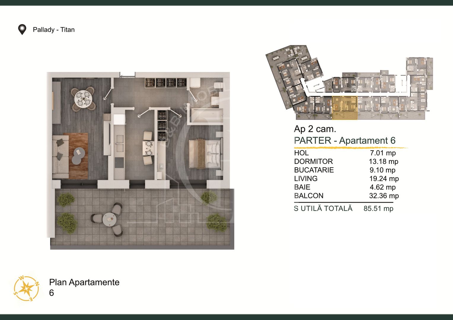 Theodor Pallady-Apartament 2 camere Loc de parcare Bonus - Schiță 2