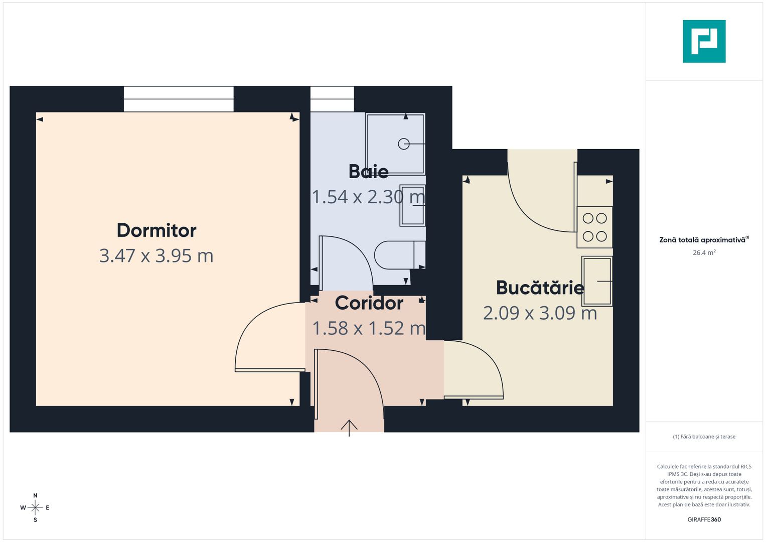 Apartament 1 cameră, 27 mp, Giroc centru - Poză 9