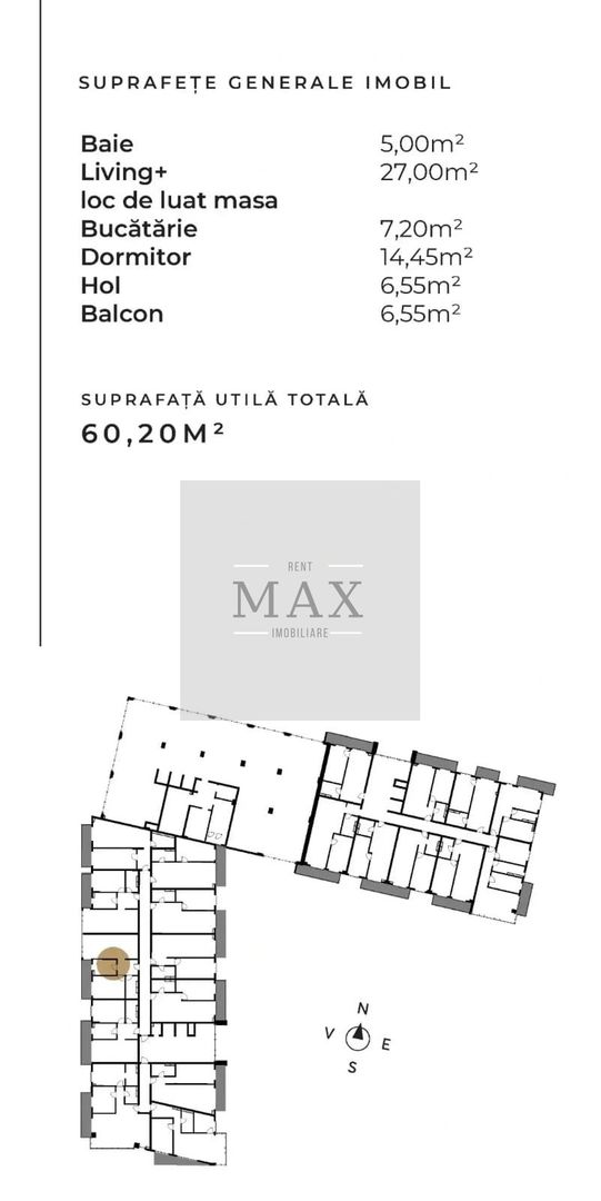 Apartament 2 camere de vânzare 60.2 mp Et.9  Mărăști Fabricii - Poză 2
