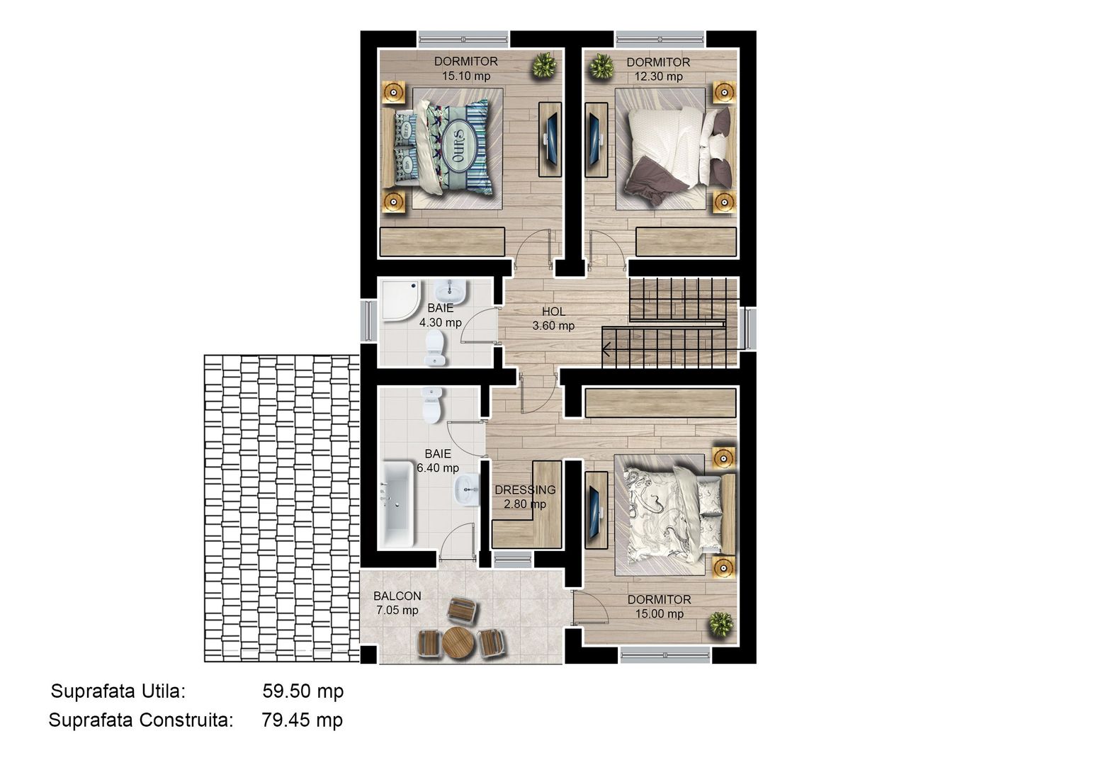 Casa individuala 4 camere 3 bai garaj Cartier Izvor Tarlungeni Brasov - Schiță 11