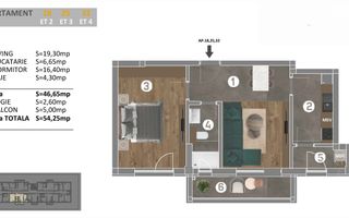 Apartament decomandat cu 2 camere si 2 balcoane - Parc Tudor Arghezi - Schiță 7