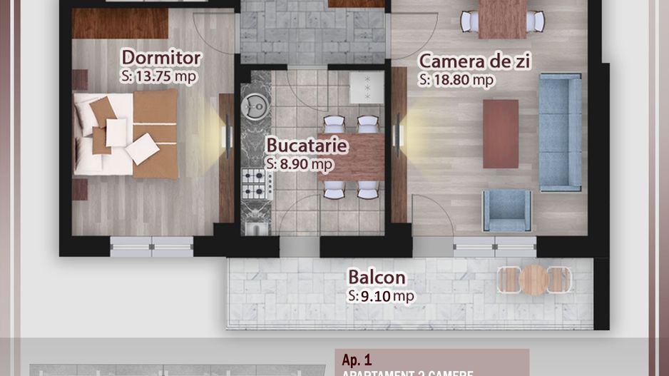 2 camere decomandat -oferta lansare proiect Pallady - Schiță 9