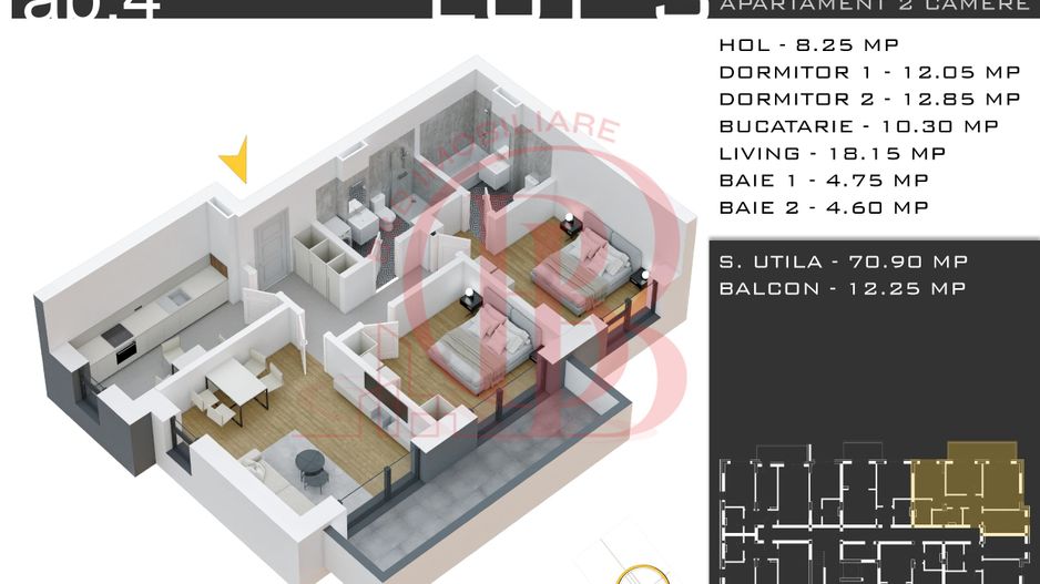 Apartament 3 camere-Promotie Loc Parcare -Theodor Pallady - Schiță 13