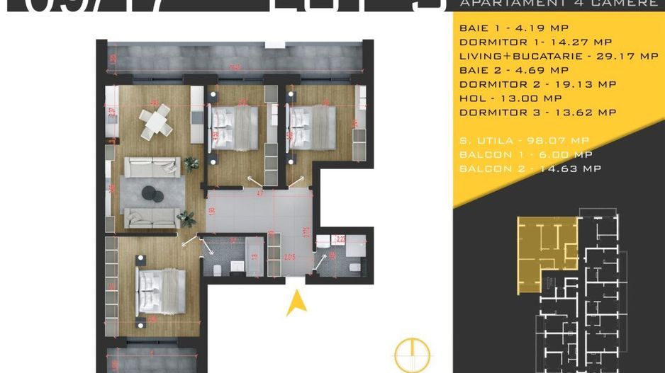 AP 4 CAMERE/ ZONA COMERCIALĂ  PALLADY/ COMISION 0%! - Poză 2