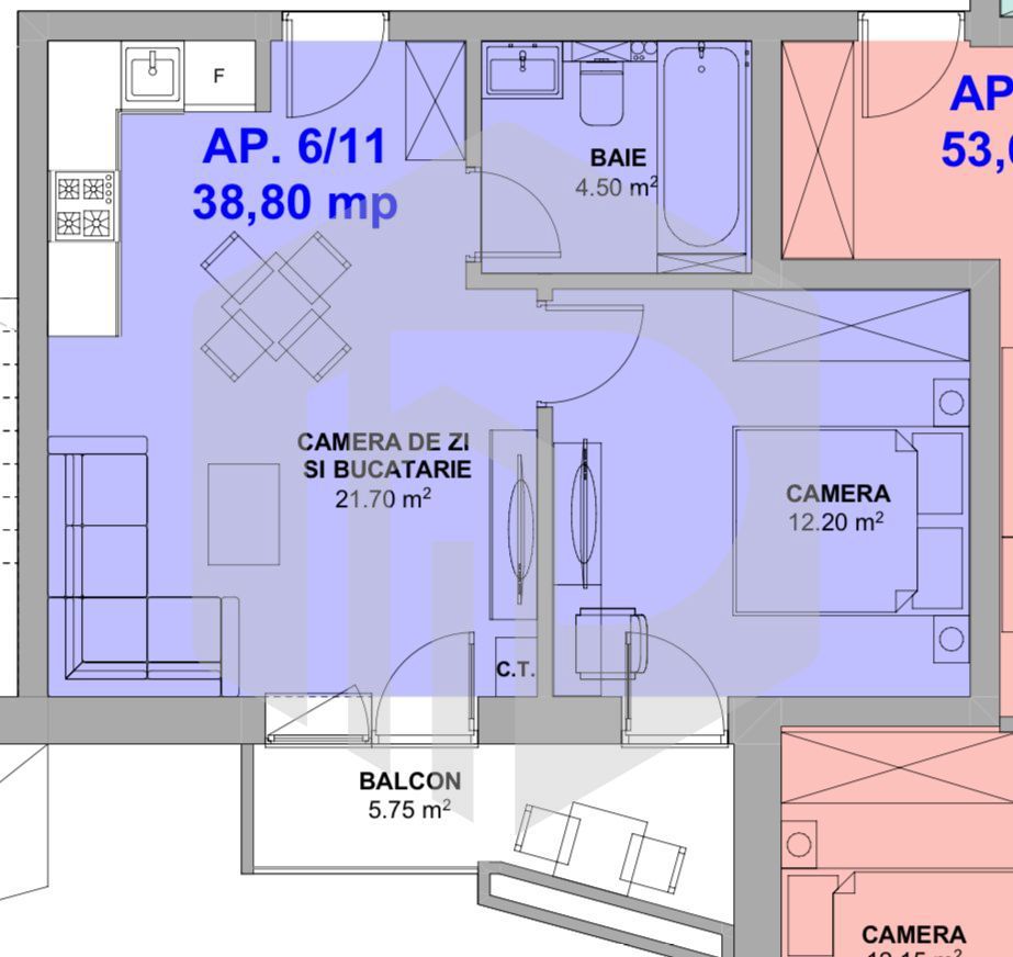 Proiect nou | 2 Camere | Etaj 1 | Doamna stanca | Dezvoltator - Poză 1