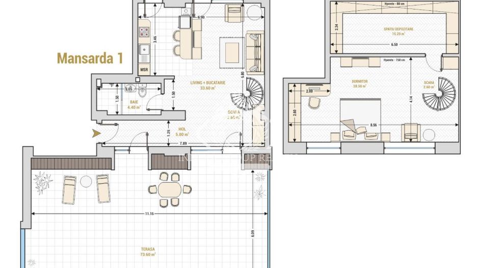 13 Septembrie-Marriott | 2 cam | 87mp + 107mp terasa | Mansarda | 266.000 euro - Poză 25