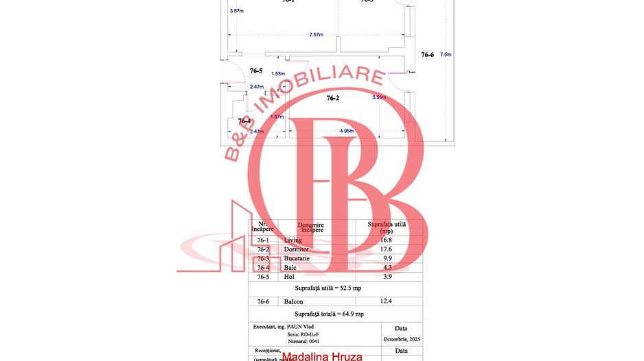 Apartament 2 camere Finalizat 7 min Metrou Teclu Th. Pallady - Schiță 8