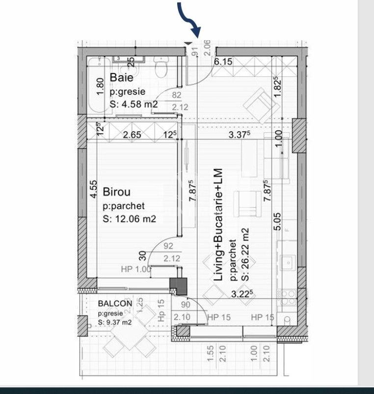 Studio spatios 42,67 mp + balcon 9 mp, Etaj 2 | Parcare subterană - Poză 5
