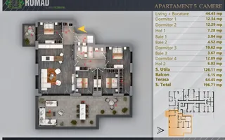 Penthouse 5 cam | 196.71 mp | Panouri Fotovoltaice | Comision 0% metrou Teclu - Schiță 12