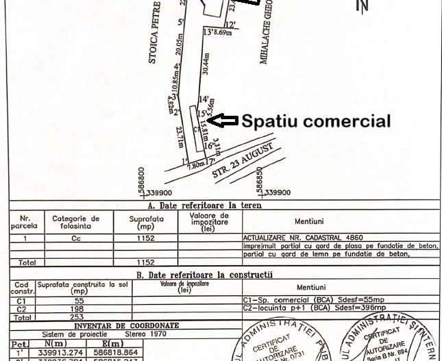 Vilă 10 camere + spațiu comercial | teren 1.300 mp | Otopeni 23 August - Schiță 42