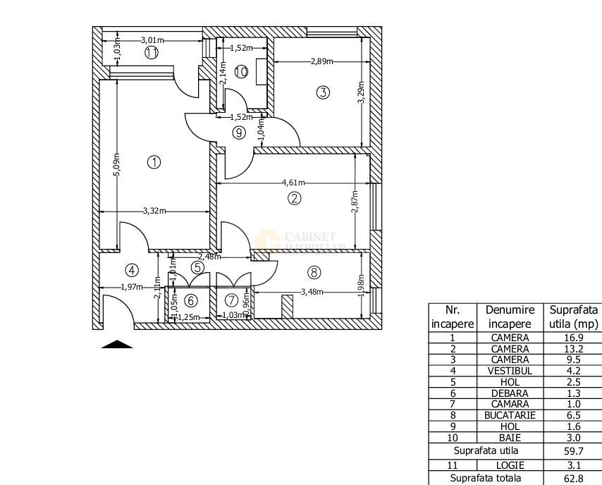 3 Camere - 63MP | Adapost Antiaerian | Metrou Grivita - 10 minute - Schiță 16
