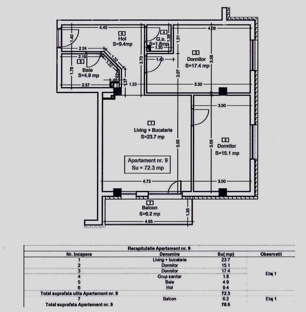 Apartament  9 C3 3 camere Tautului Residence  Parc Poligon Sub Cetate - Schiță 16