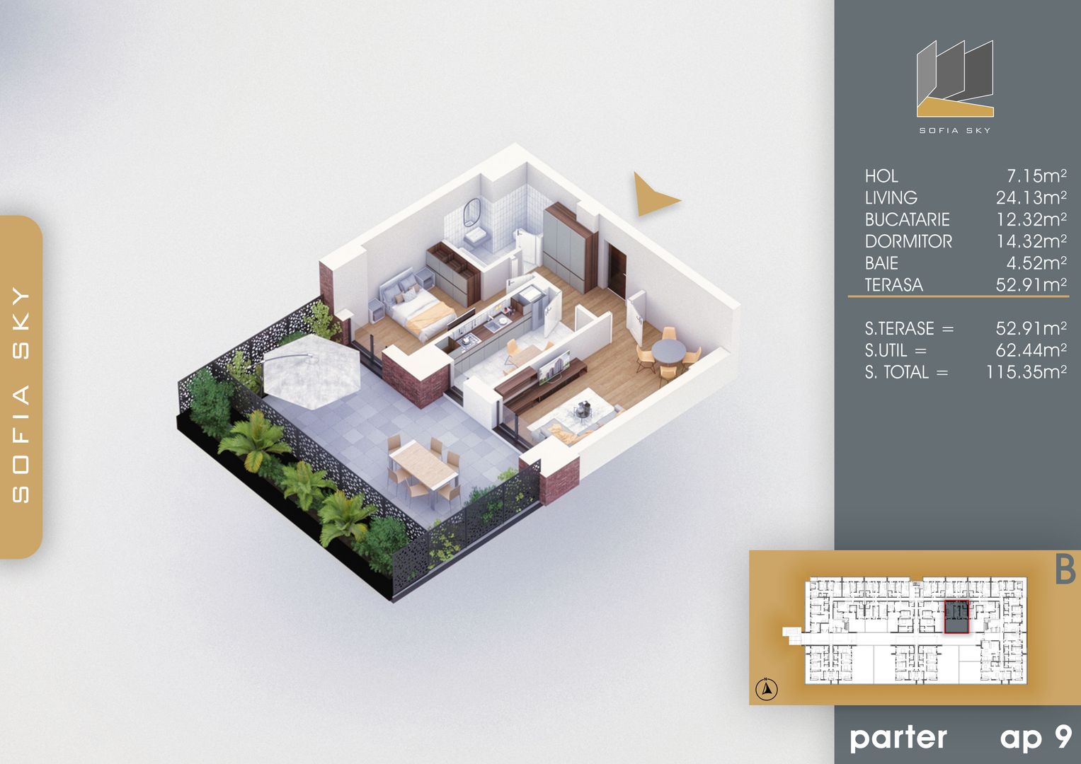 2 camere decomandat cu terasa  Titan Pallady  700 m Metrou Nicolae Teclu - Schiță 1