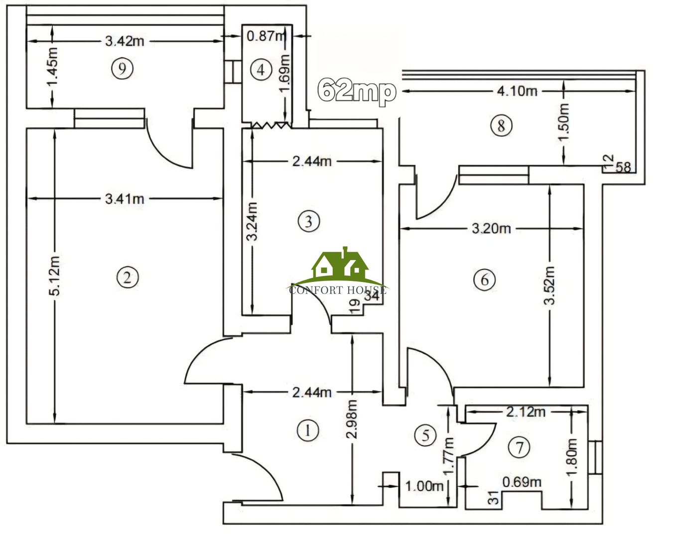 APT. 62mp cu 2 camere/2 balcoane – mobilat/utilat – Matei Basarab - Poză 16