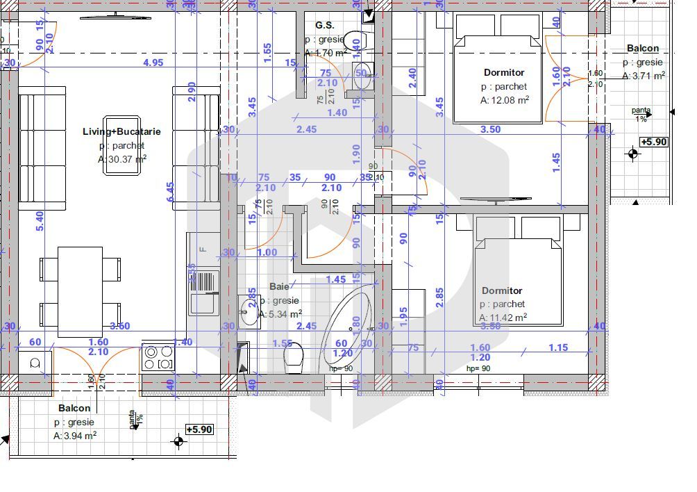 Oferta - Apartament 3 camere - Selimbar - 0% Comision - Schiță 1
