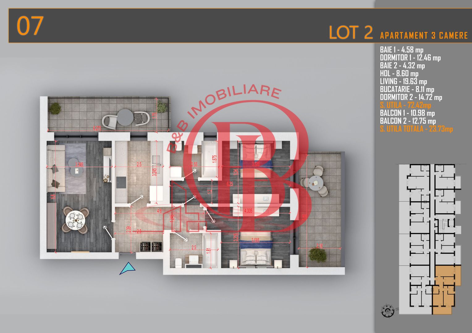 Apartament 3 camere Decomandat Titan Th. Pallady-Sector 3 - Schiță 6