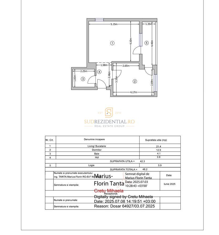 Apartament 2 camere de inchiriat, mobilat si utilat, metrou Ap.Patriei - Schiță 8