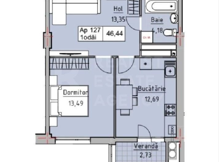 Vânzare, apartament, o cameră, str. Ceucari, Râșcani - Schiță 2