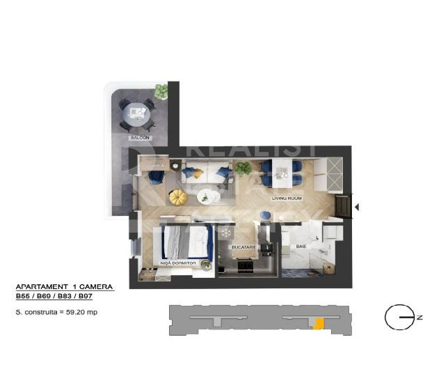 Apartament cu 2 camere  - Pipera - Schiță 6