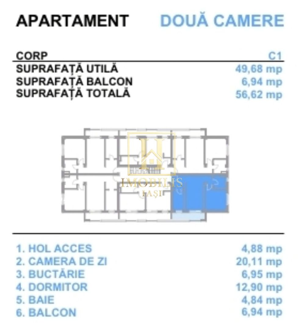 Apartament 2 camere, 56mp, 94.654 euro - Iasi-Bucium - Poză 7