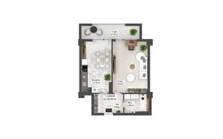 Vânzare apartament- 1cameră 49.2 mp, str. N. Zelinski, Botanica - Poză 6